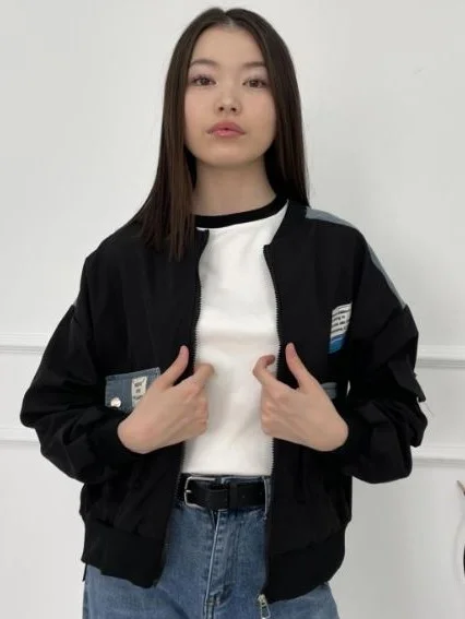 ModaFesta - zip-up-black denim-jacket-